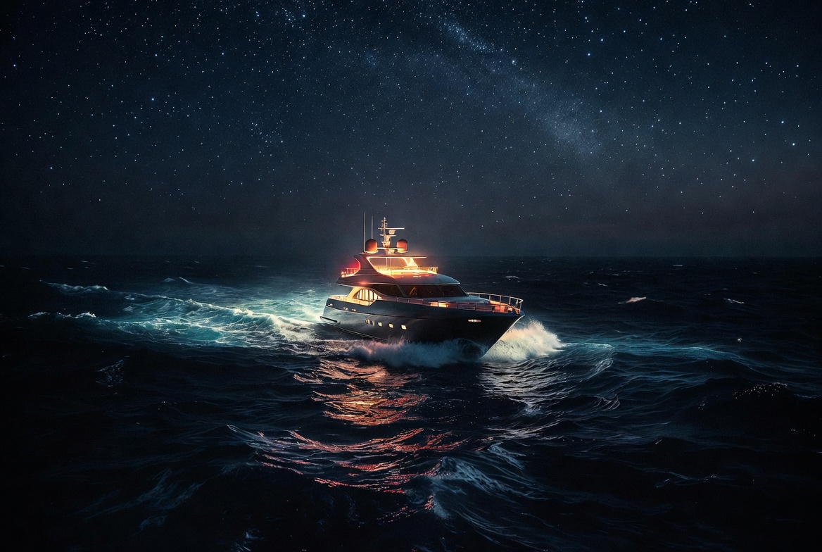Yacht under the stars